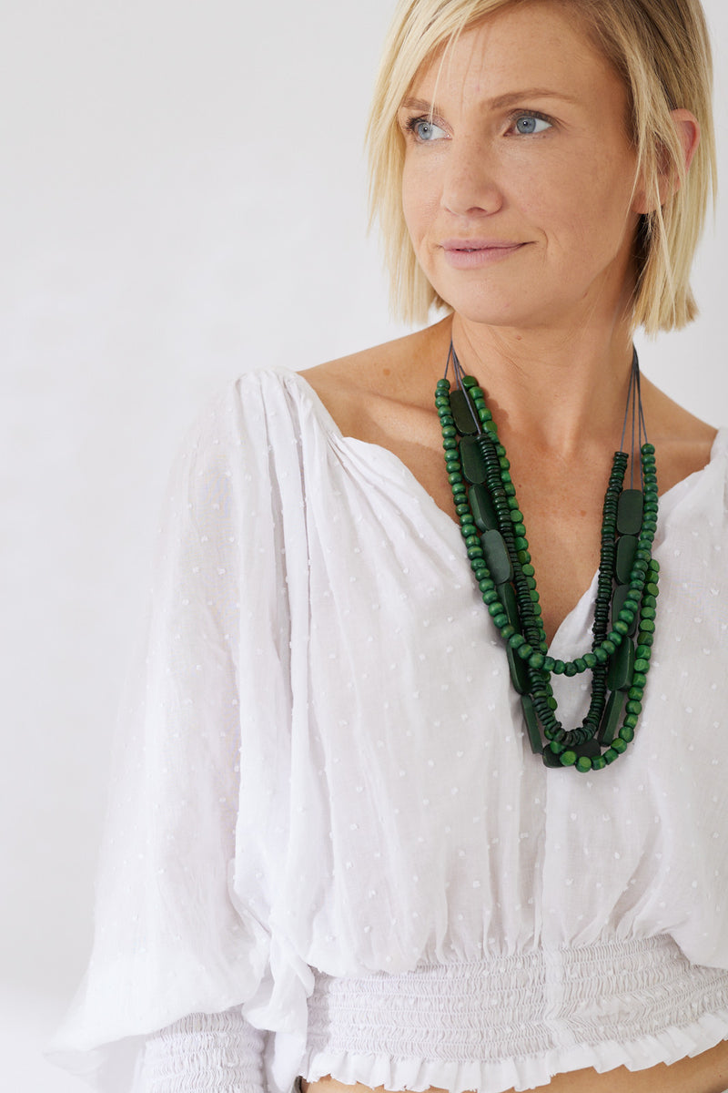 Timber Bead Necklace - Hanalei - Emerald