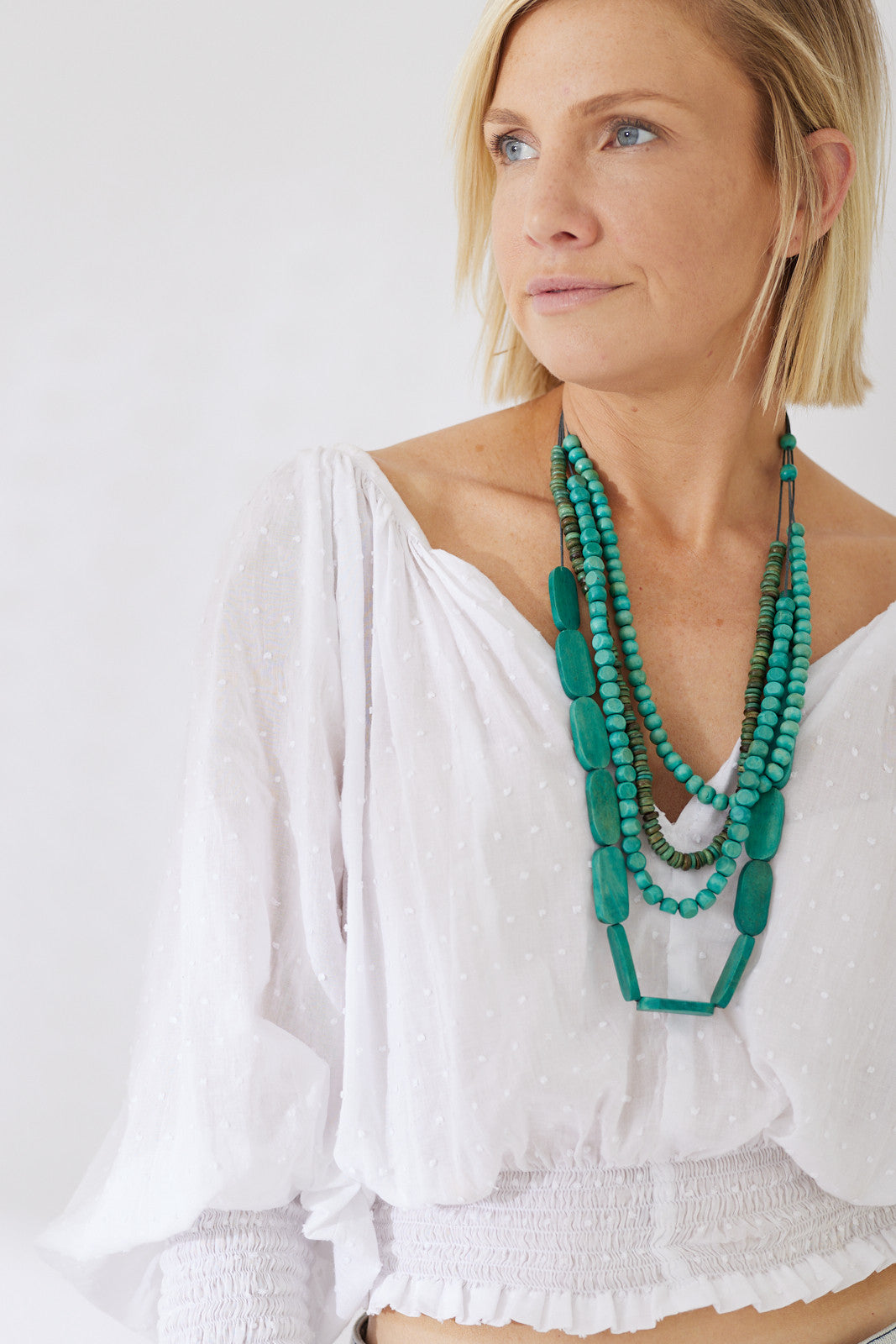 Timber Bead Necklace - Hanalei - Sea Mist