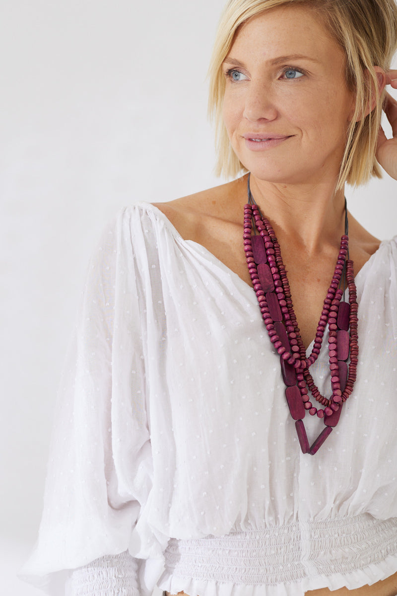 Timber Bead Necklace - Hanalei - Orchid