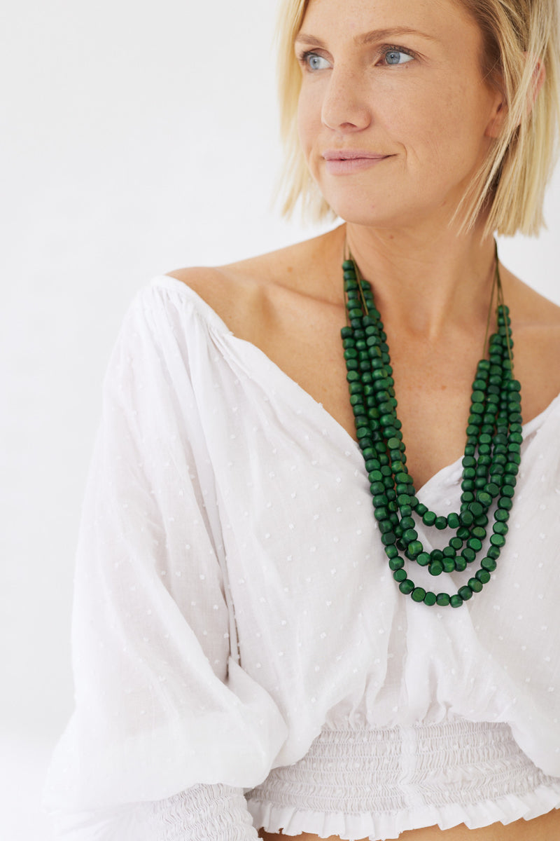Timber Bead Necklace - Kailua - Emerald