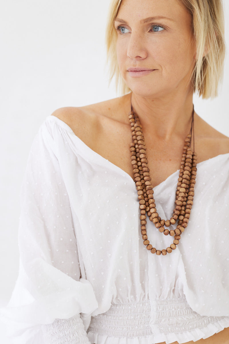 Timber Bead Necklace - Kailua - Hazelnut