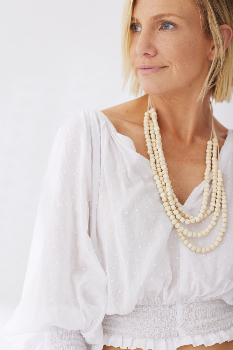 Timber Bead Necklace - Kailua - Ivory