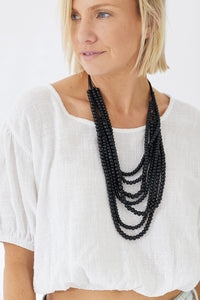 Timber Bead Necklace - Waimea - Black