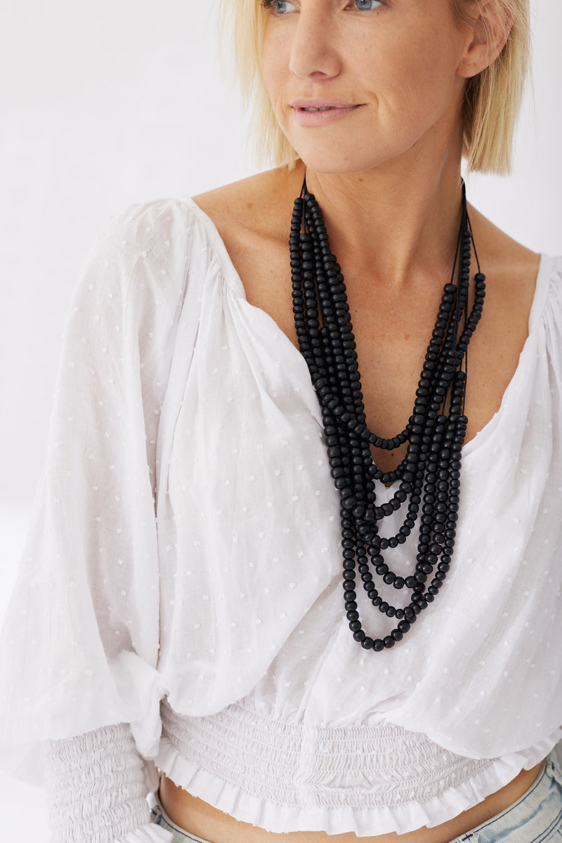 Timber Bead Necklace - Waimea - Black