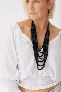 Timber Bead Necklace - Waimea - Black
