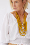 Timber Bead Necklace - Waimea - Mustard