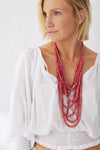 Timber Bead Necklace - Waimea - Pink