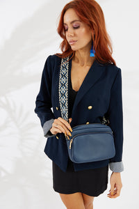 Vegan PU Leather California Crossbody - Navy