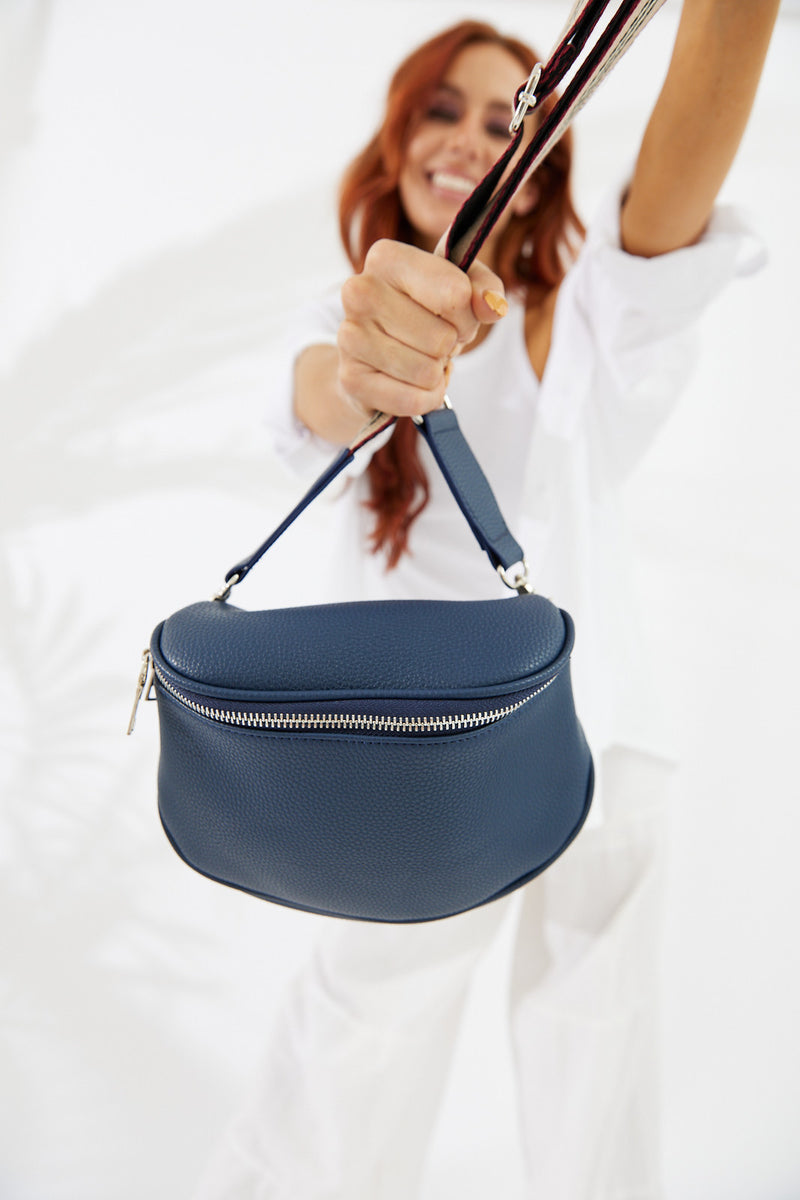 Vegan PU Leather Florida Crossbody - Navy