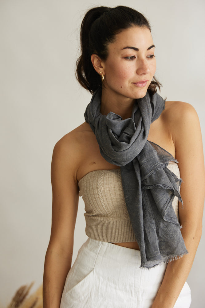 Scarf ~ French Riviera ~ Charcoal Grey