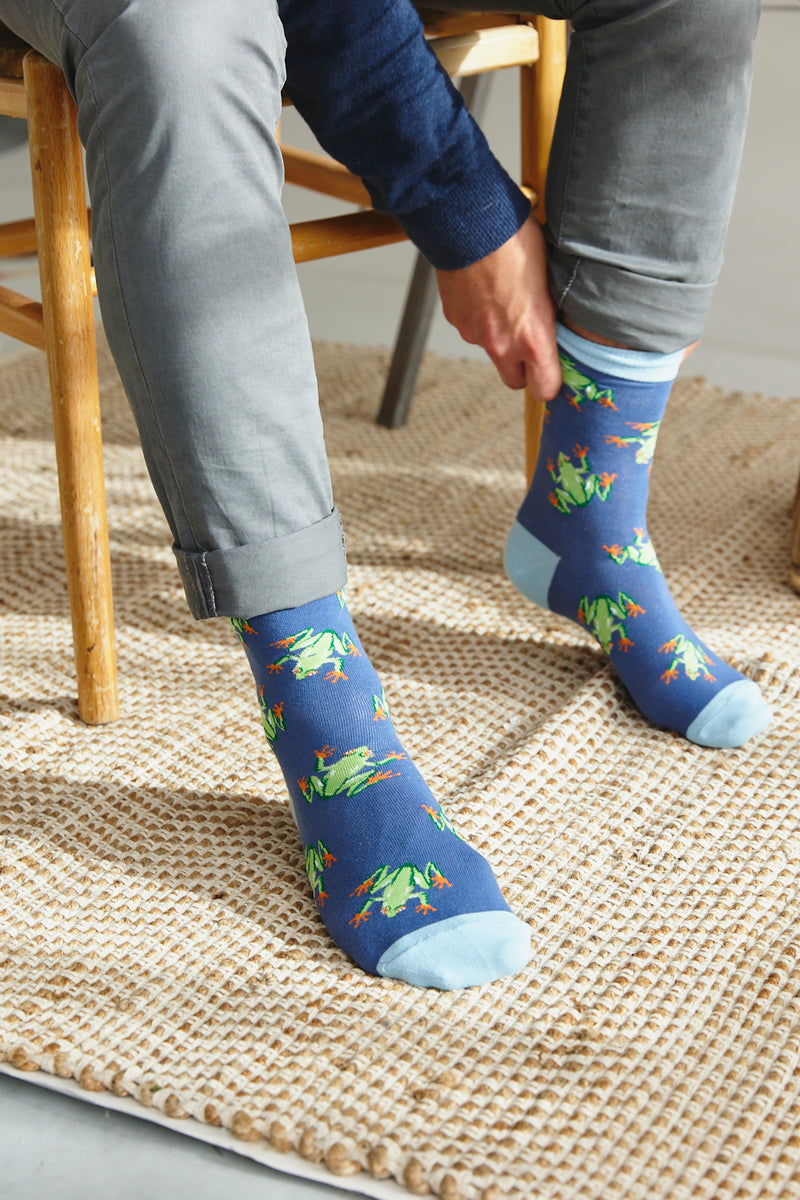 Sock ~ Frog ~ Navy